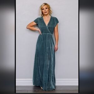 Athena Blue Velvet Dress